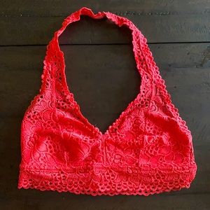 Aerie Lace Halter Bralette Crop Top